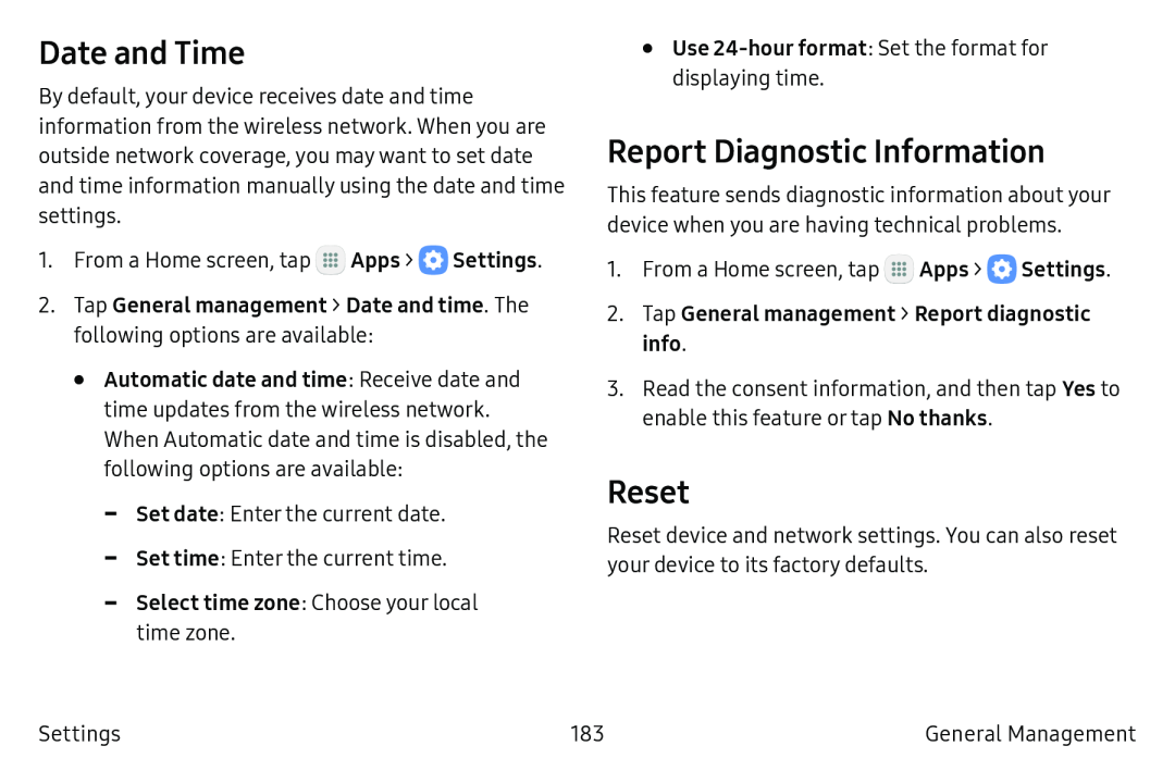 Date and Time Report Diagnostic Information