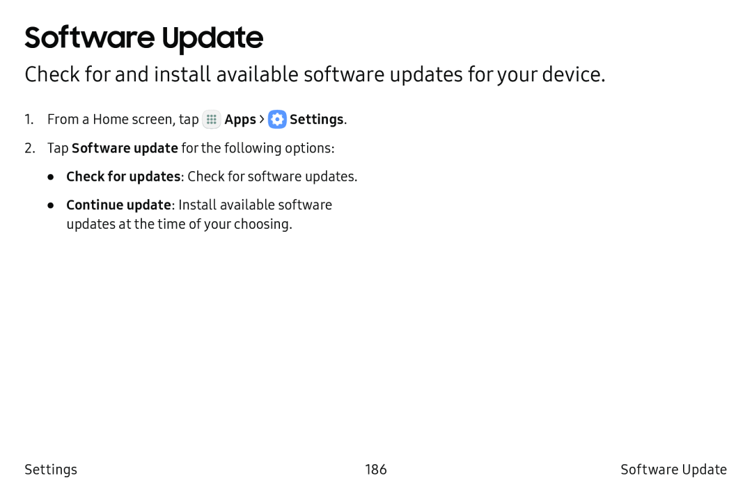 Check for and install available software updates for your device Software Update