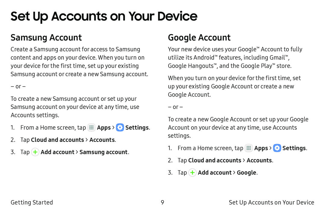 Samsung Account Google Account