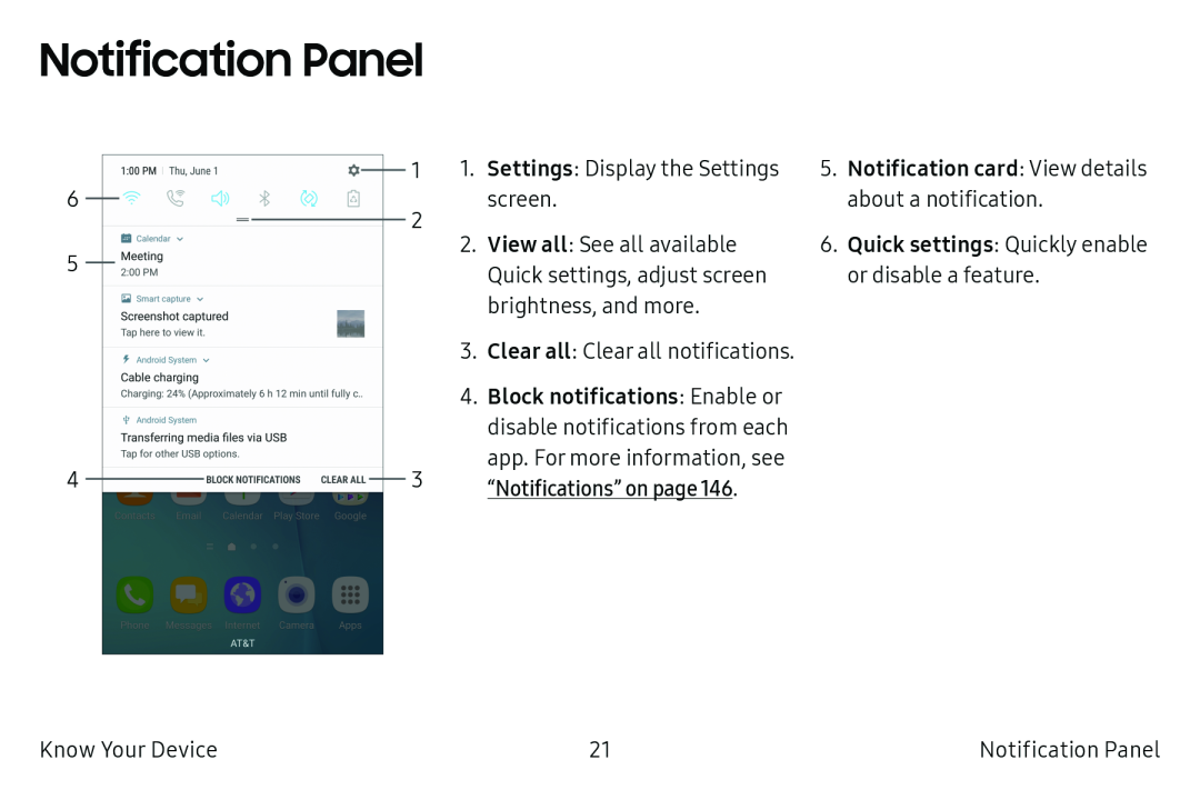 Notification Panel Galaxy S6 Active AT&T