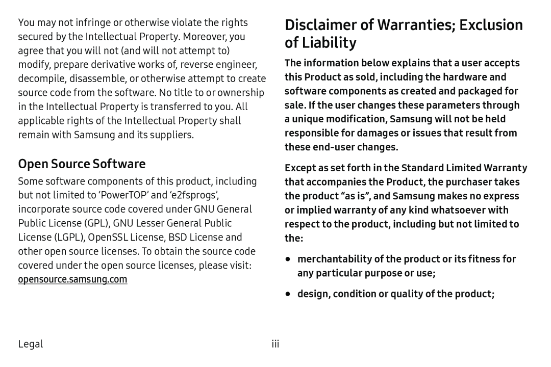 Disclaimer of Warranties; Exclusion of Liability Galaxy S6 Active AT&T