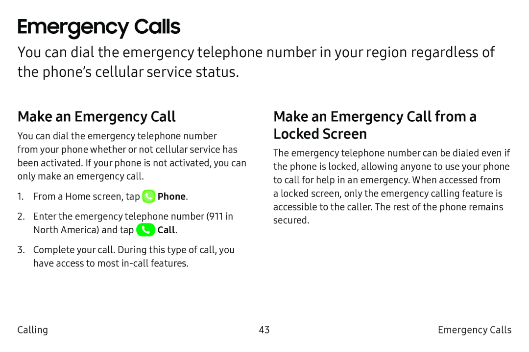 Emergency Calls Galaxy S6 Active AT&T