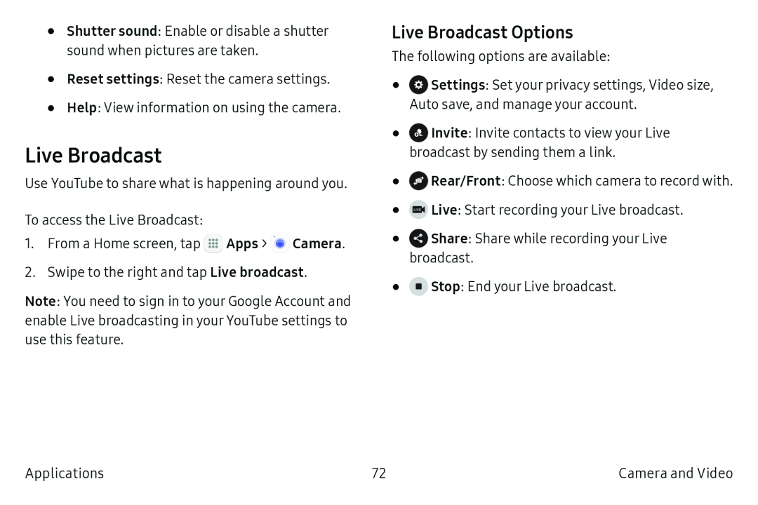 Live Broadcast Options Galaxy S6 Active AT&T