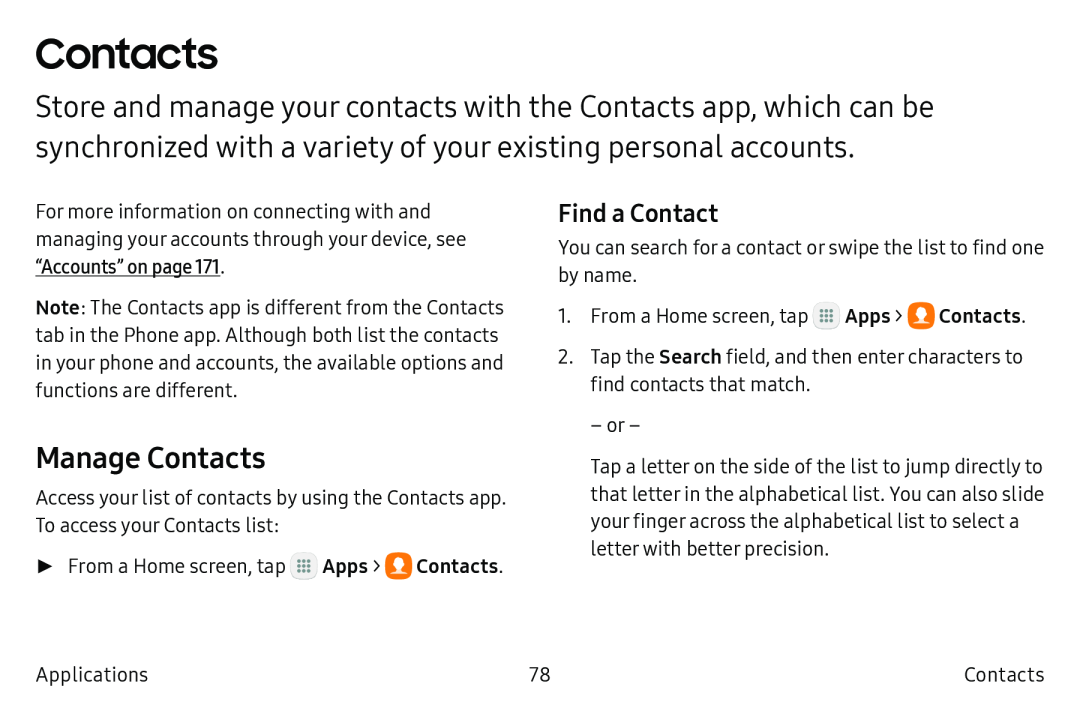 Find a Contact Manage Contacts