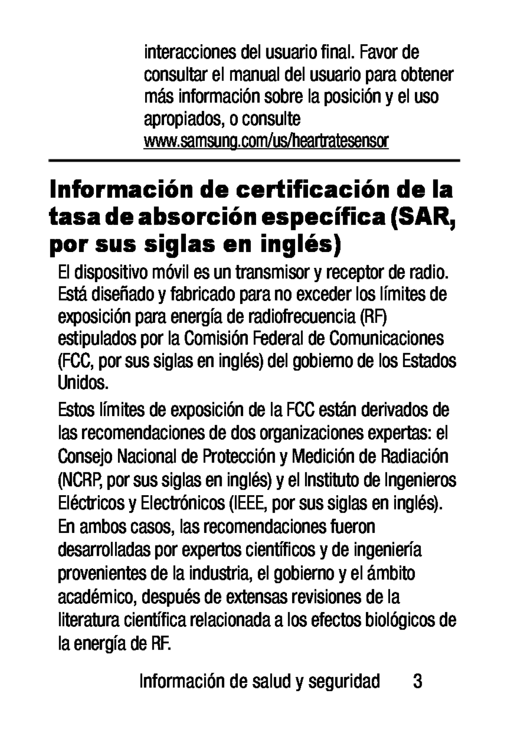 Información de salud y seguridad Galaxy S5 Metro PCS