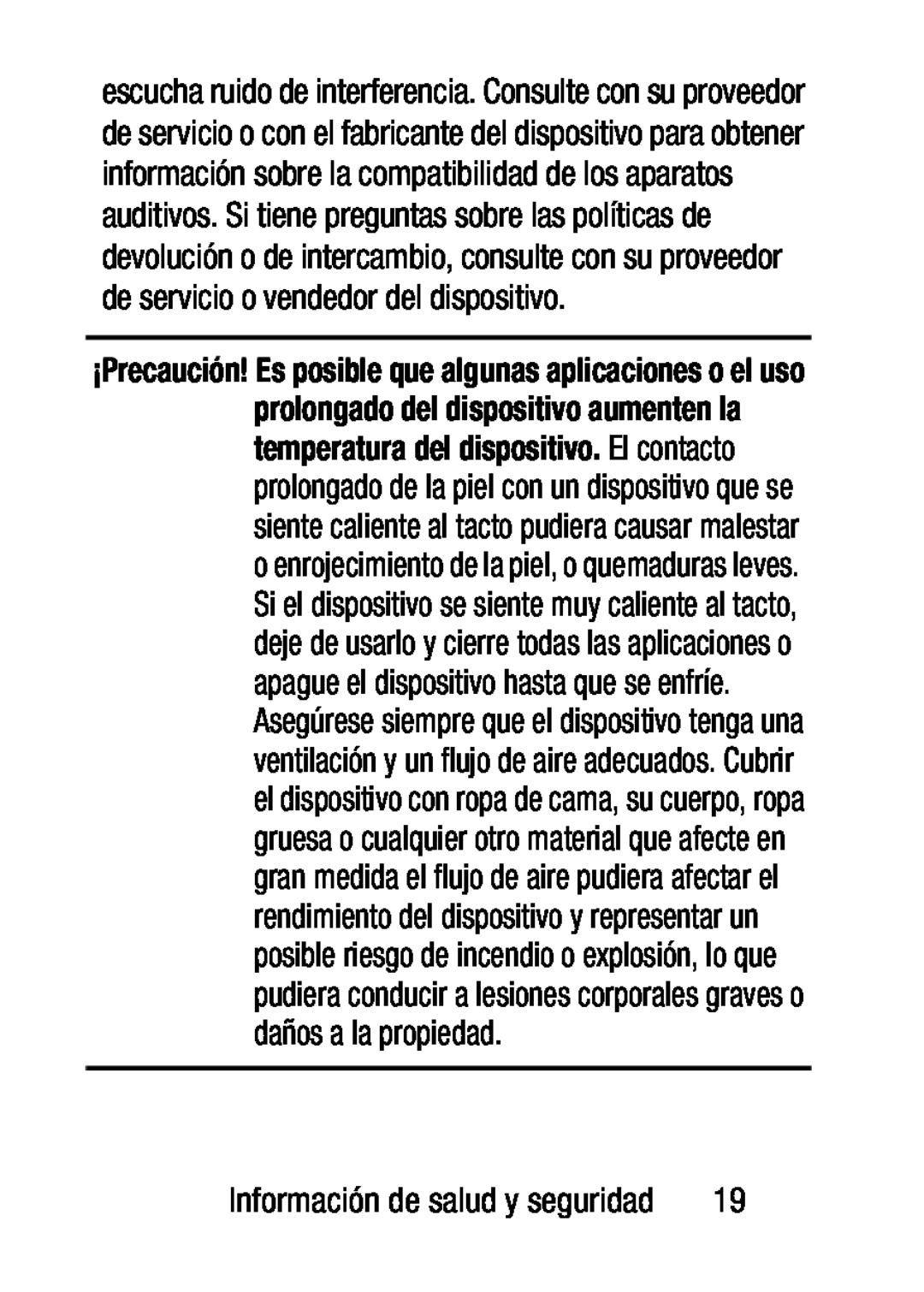 Información de salud y seguridad Galaxy S5 Metro PCS