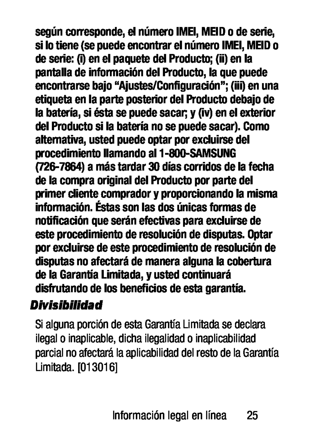 Información legal en línea Galaxy S5 Metro PCS