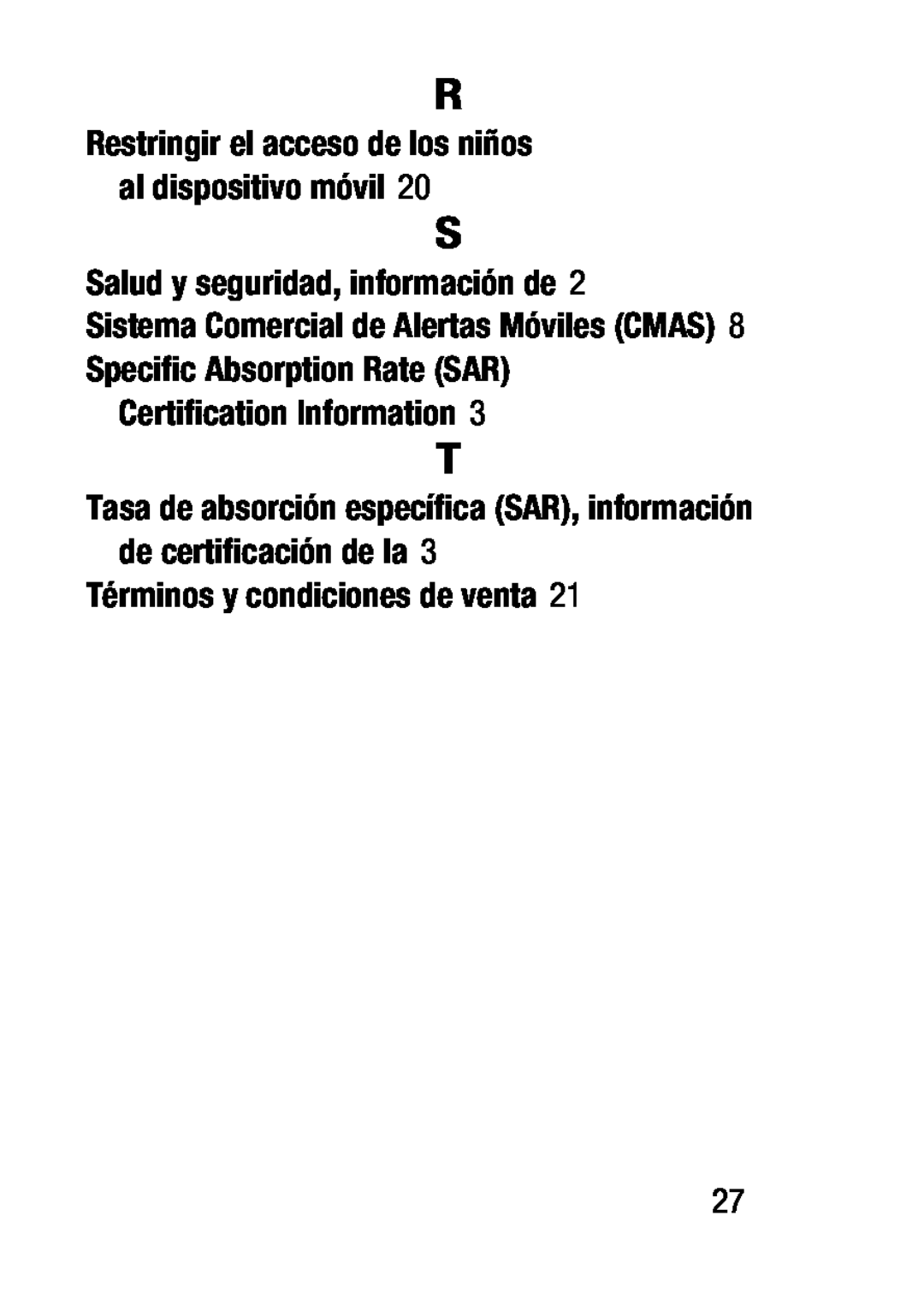 Restringir el acceso de los niños al dispositivo móvil Sistema Comercial de Alertas Móviles (CMAS)