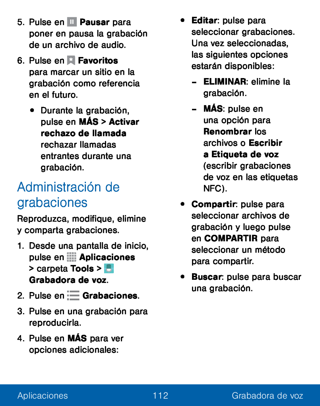 Administración de grabaciones