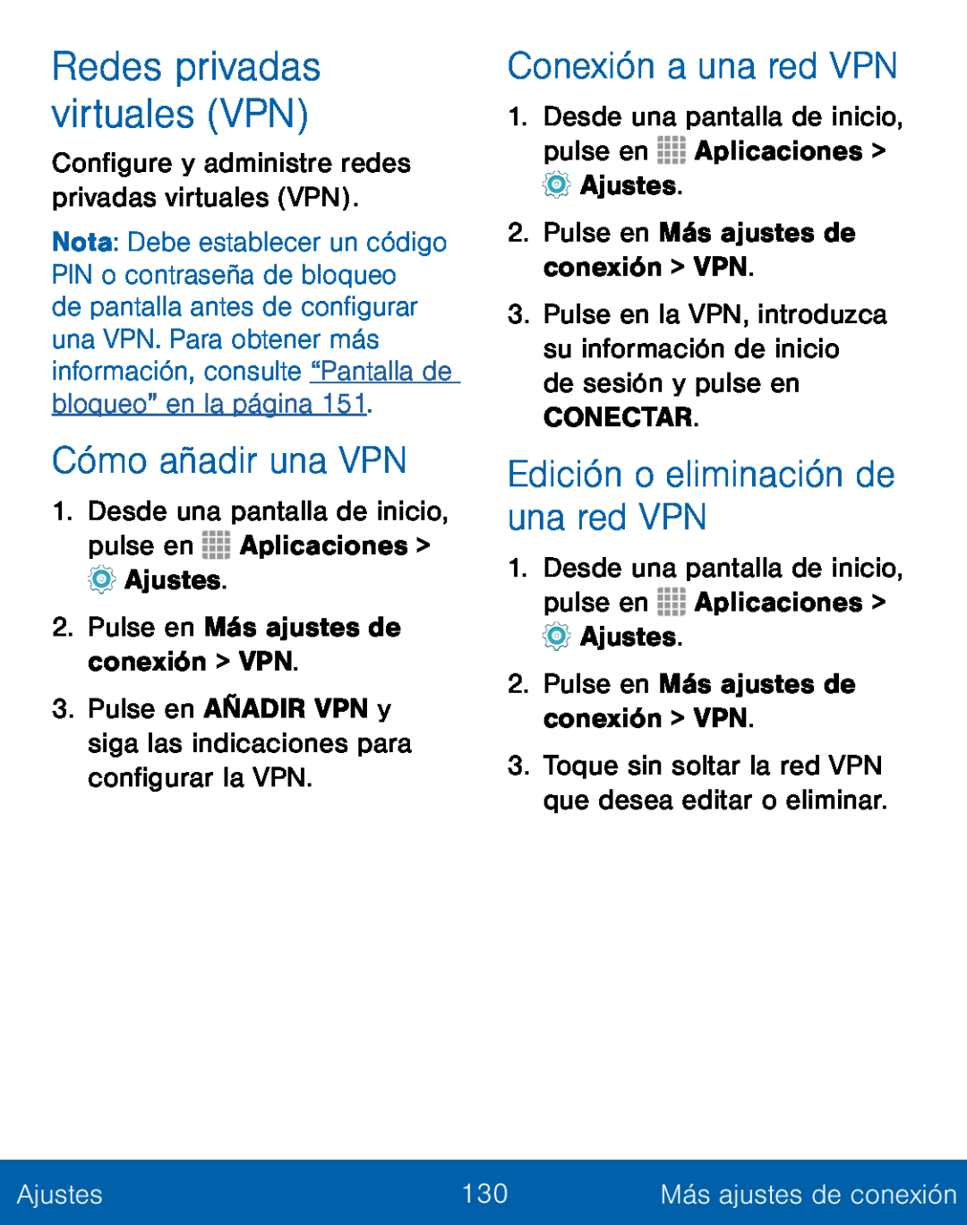 Edición o eliminación de una red VPN Galaxy S5 TracFone