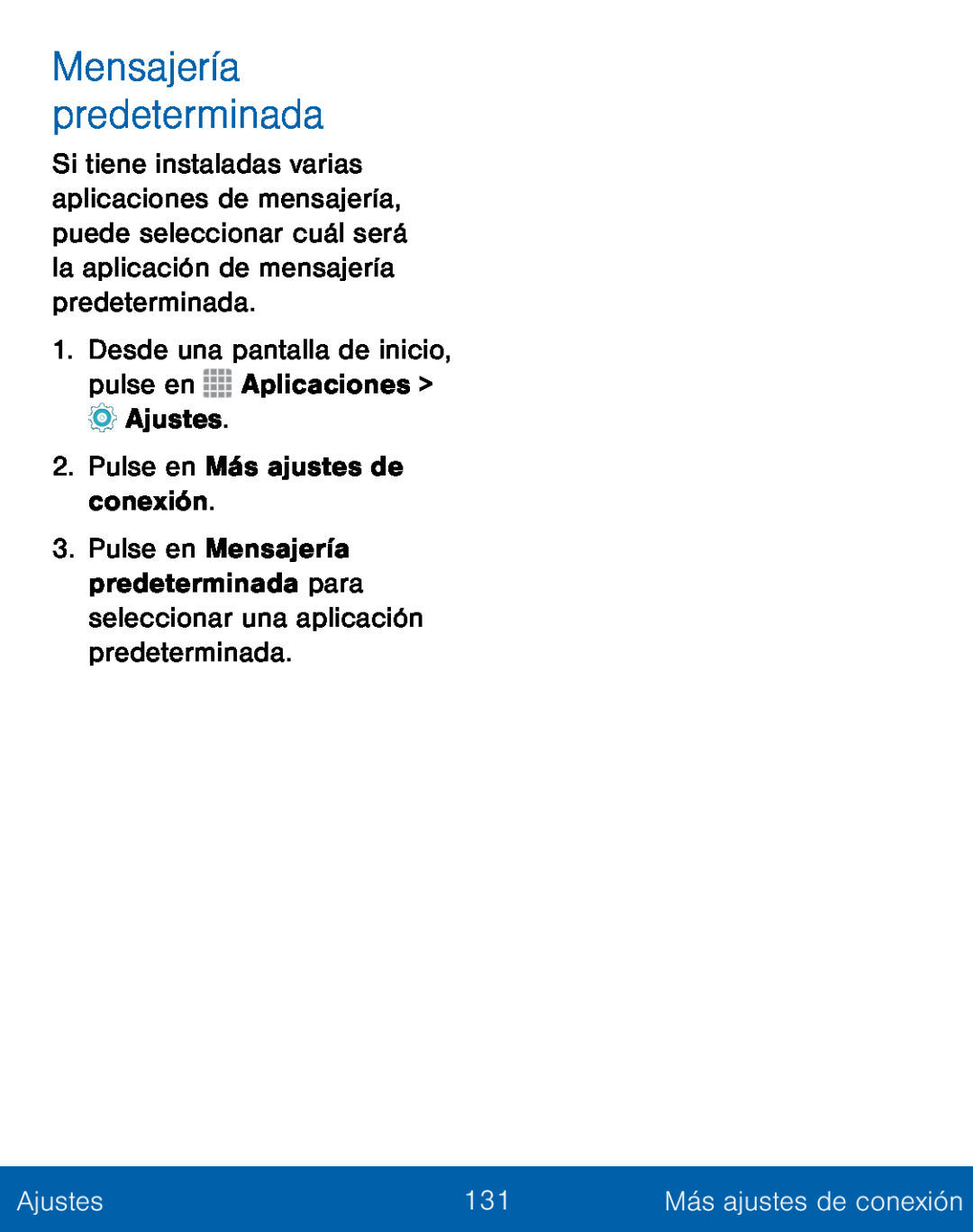 Mensajería predeterminada Galaxy S5 TracFone