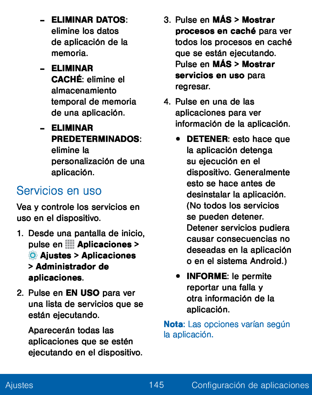 Servicios en uso Galaxy S5 TracFone