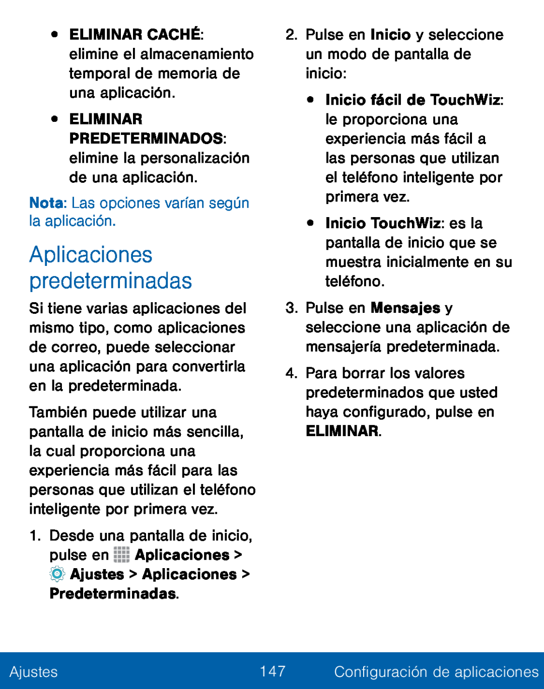 Aplicaciones predeterminadas Galaxy S5 TracFone