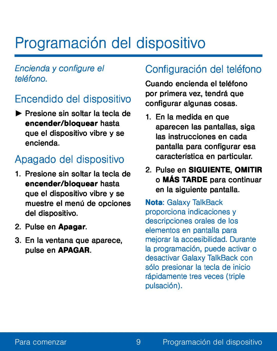 Programación del dispositivo Galaxy S5 TracFone