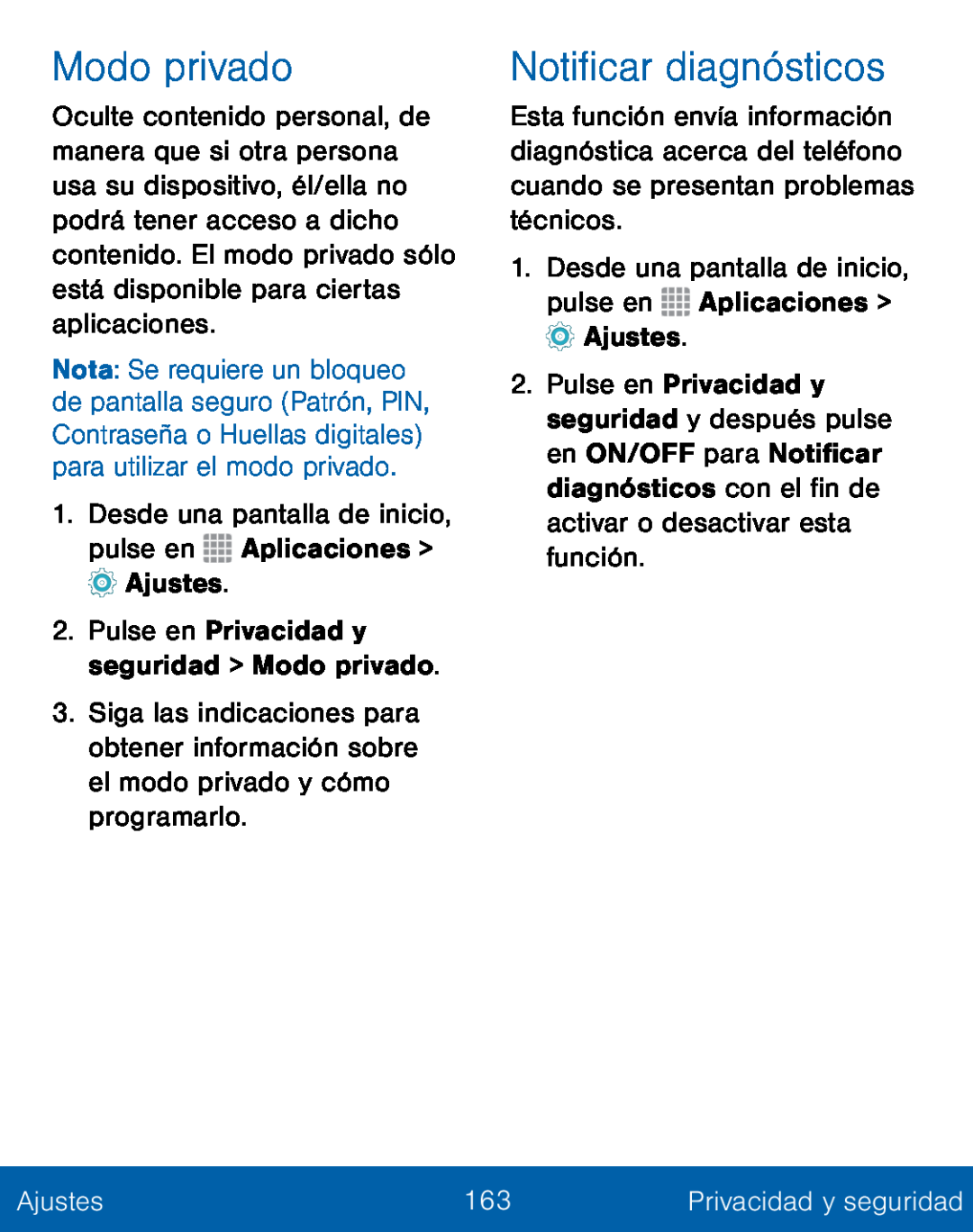 Notificar diagnósticos Galaxy S5 TracFone