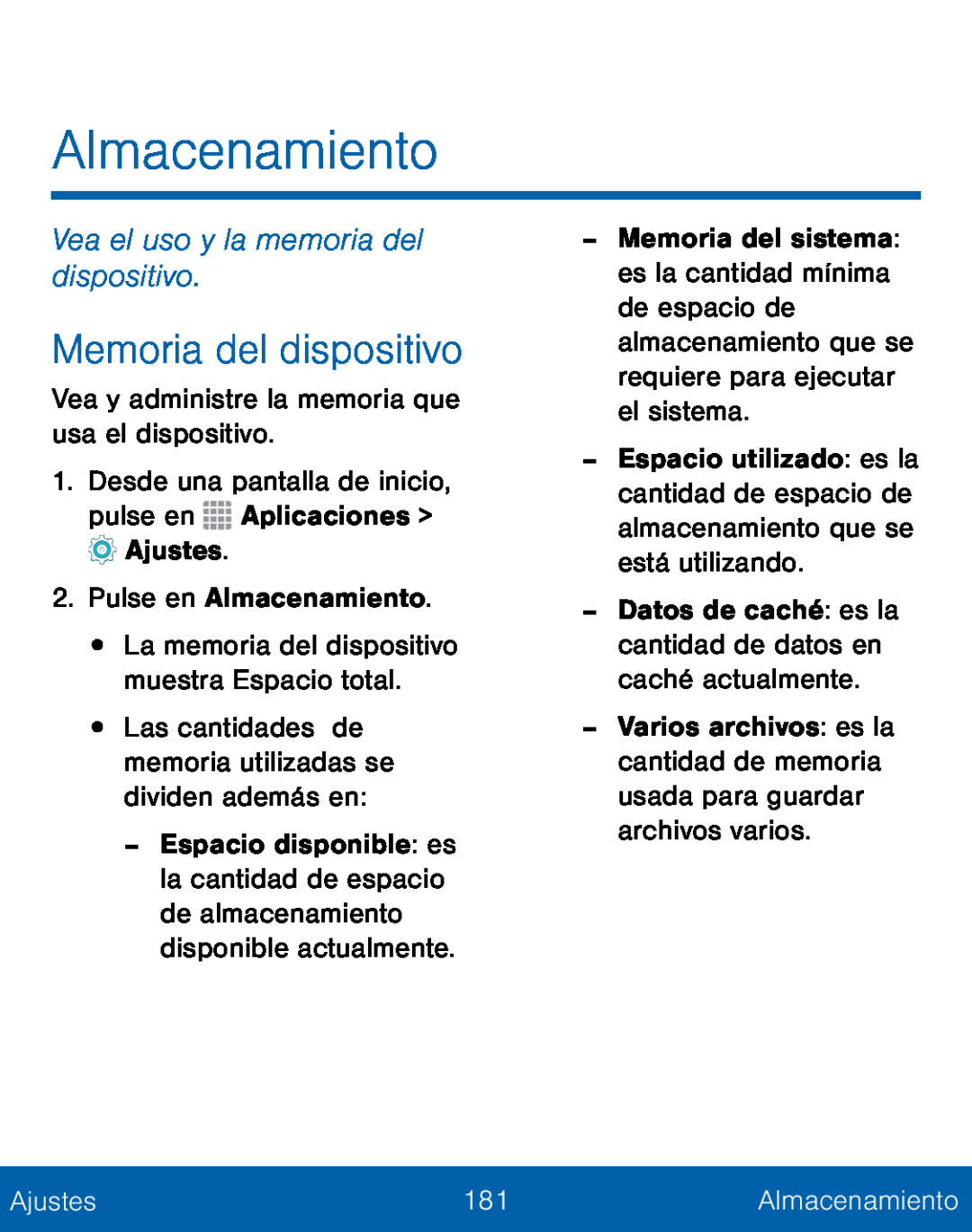 Vea el uso y la memoria del dispositivo Galaxy S5 TracFone