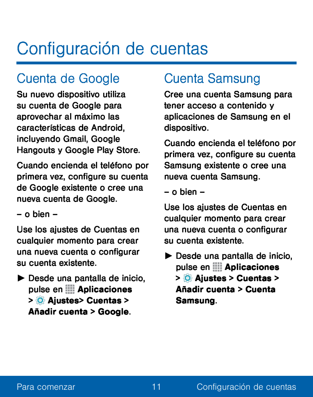 Configuración de cuentas Galaxy S5 TracFone