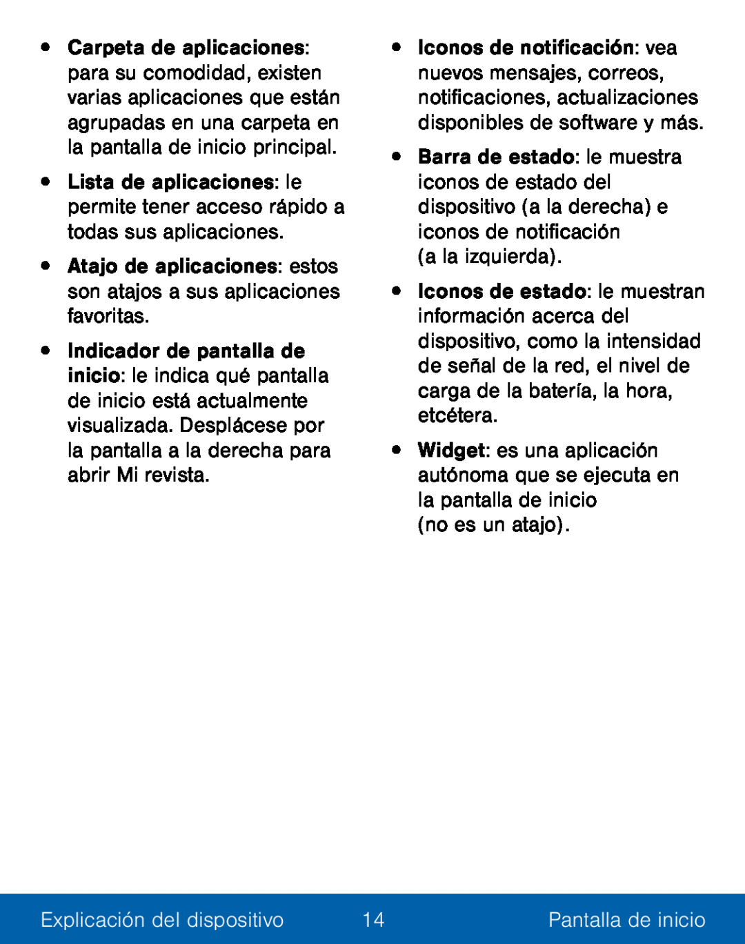 Lista de aplicaciones: le permite tener acceso rápido a todas sus aplicaciones •Atajo de aplicaciones: estos son atajos a sus aplicaciones favoritas