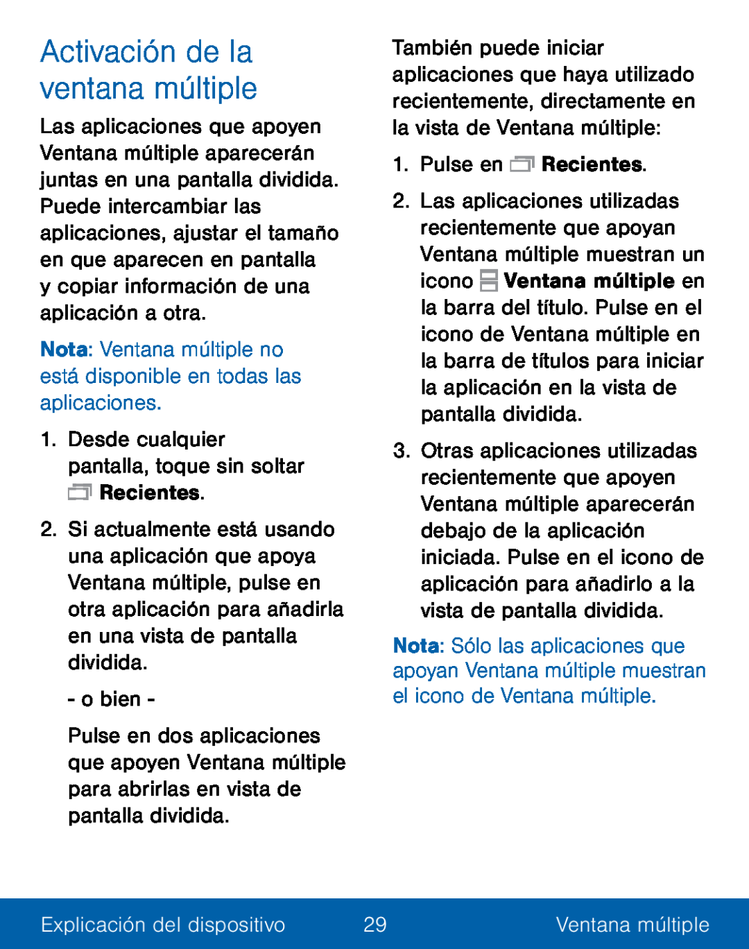 Activación de la ventana múltiple