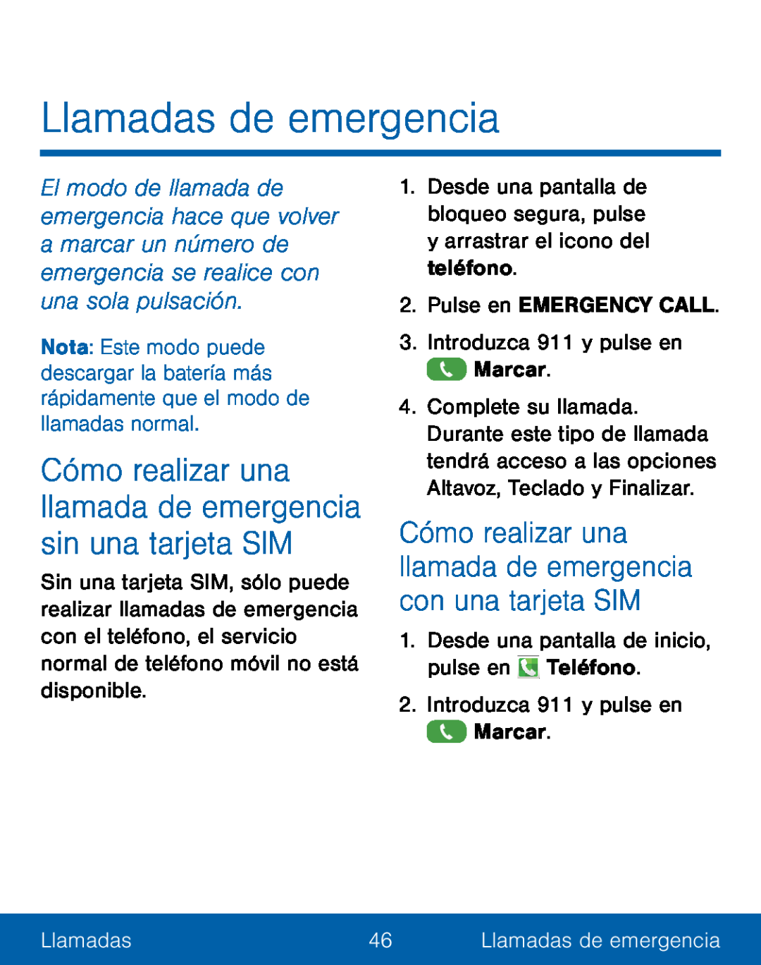 Llamadas de emergencia Galaxy S5 TracFone