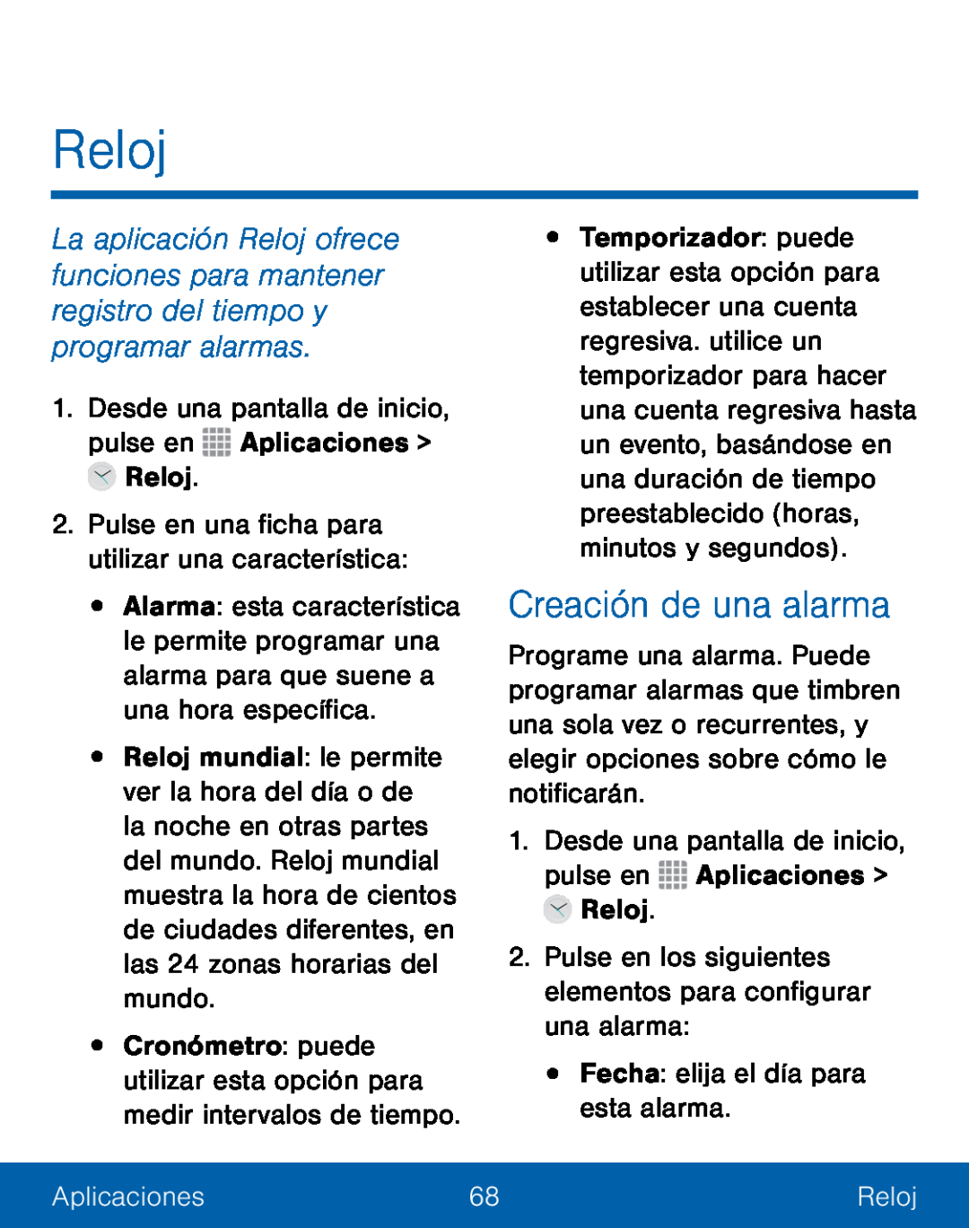 Creación de una alarma Reloj