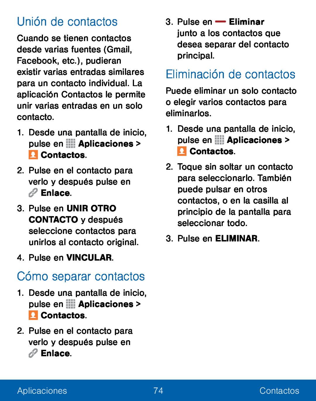 Unión de contactos Galaxy S5 TracFone