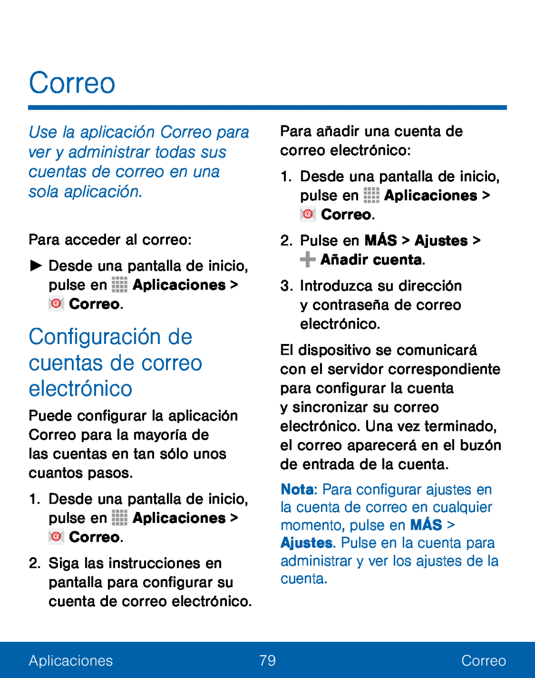 Configuración de cuentas de correo electrónico Galaxy S5 TracFone