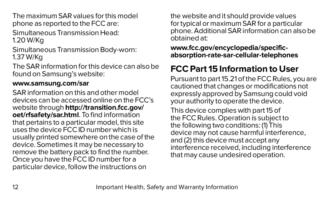 www.samsung.com/sar Galaxy S5 Virgin Mobile