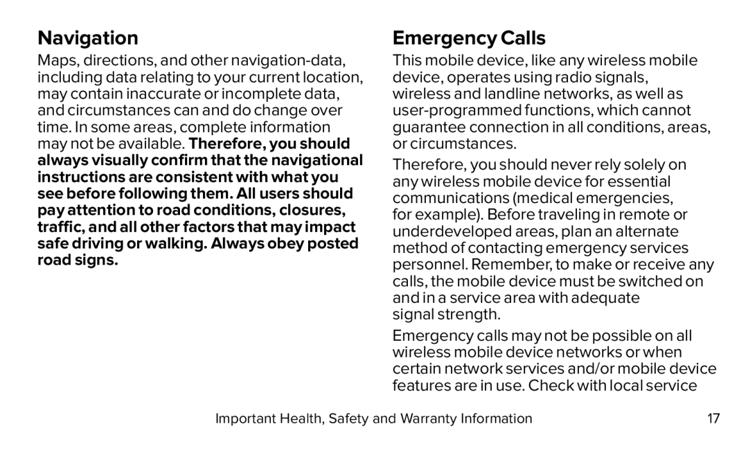 signal strength Navigation