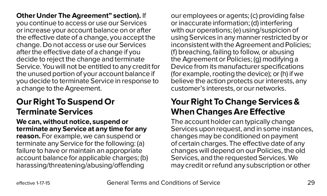 Our Right To Suspend Or Terminate Services