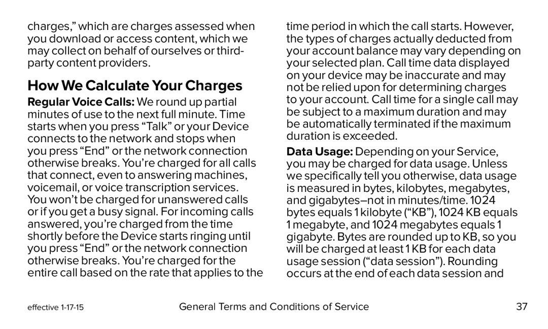 How We Calculate Your Charges