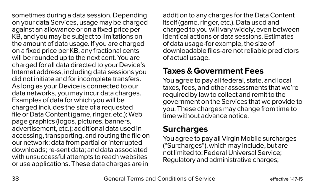 Surcharges Galaxy S5 Virgin Mobile