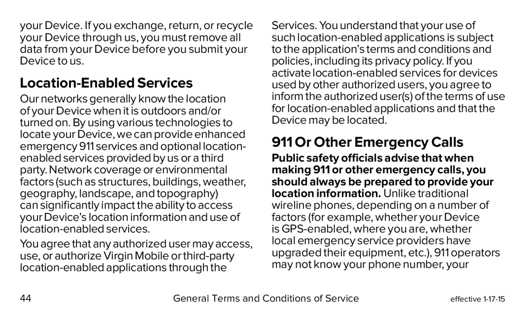 Location-EnabledServices 911 Or Other Emergency Calls