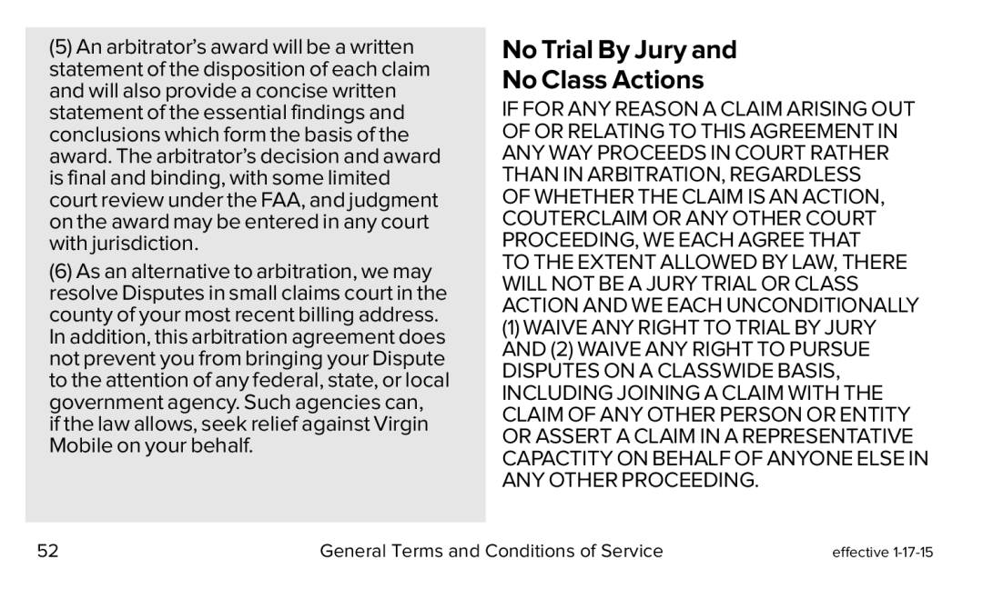 No Trial By Jury and Galaxy S5 Virgin Mobile