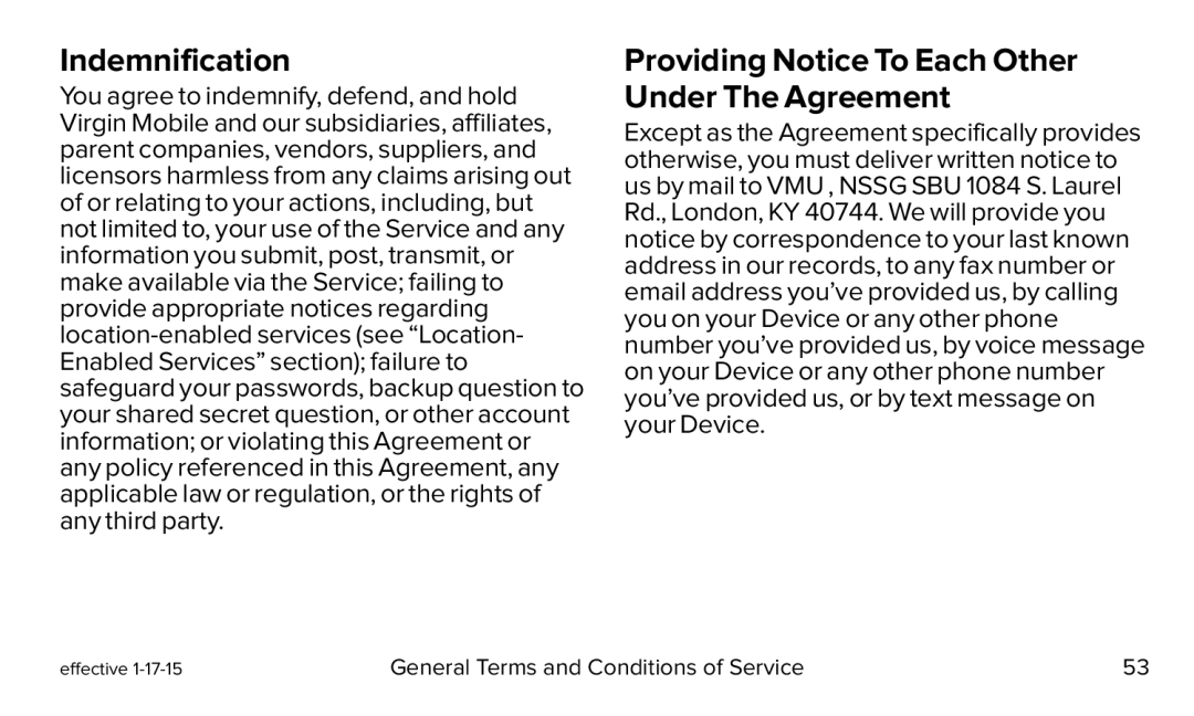 Providing Notice To Each Other Under The Agreement Galaxy S5 Virgin Mobile