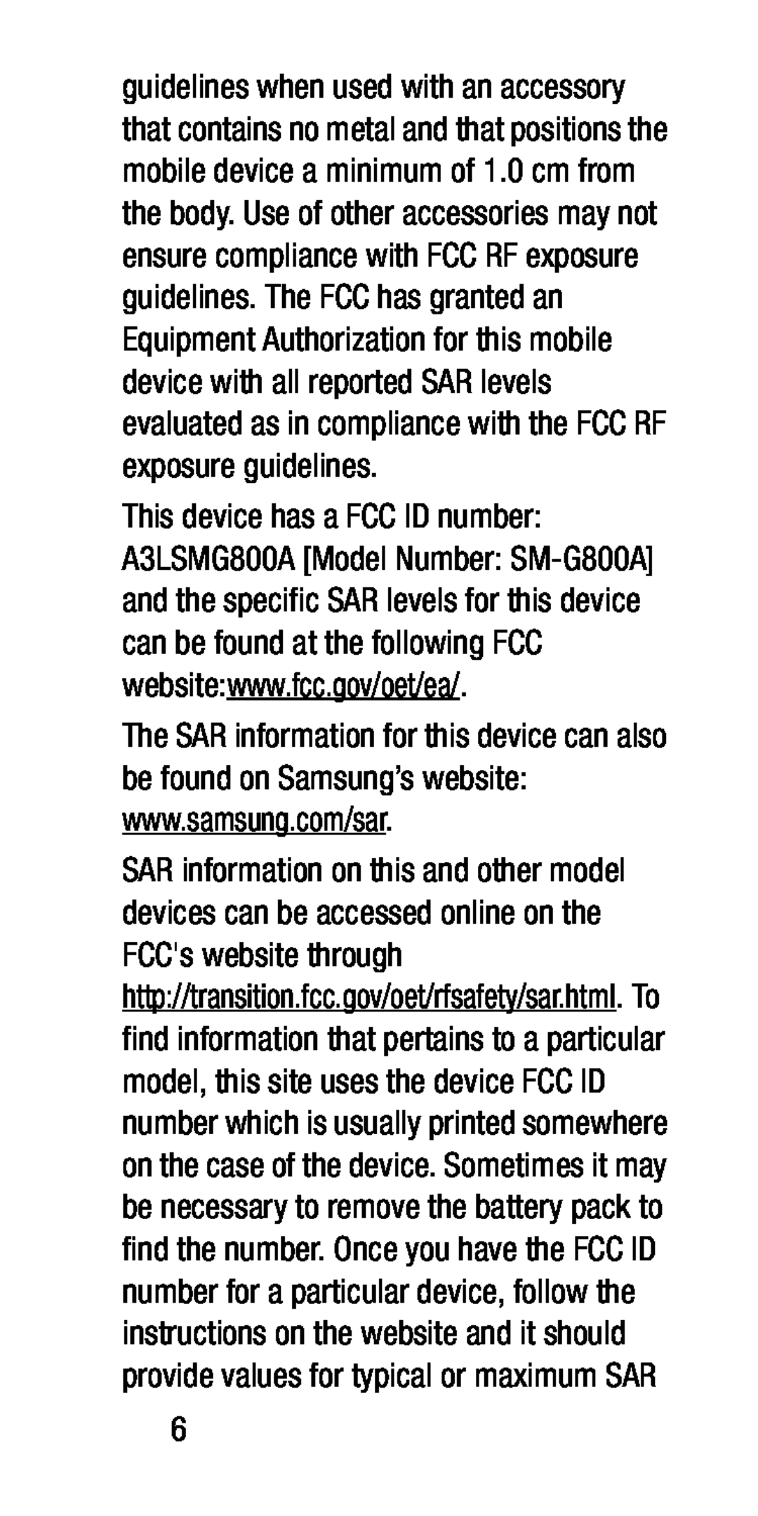 www.samsung.com/sar Galaxy S5 Mini AT&T