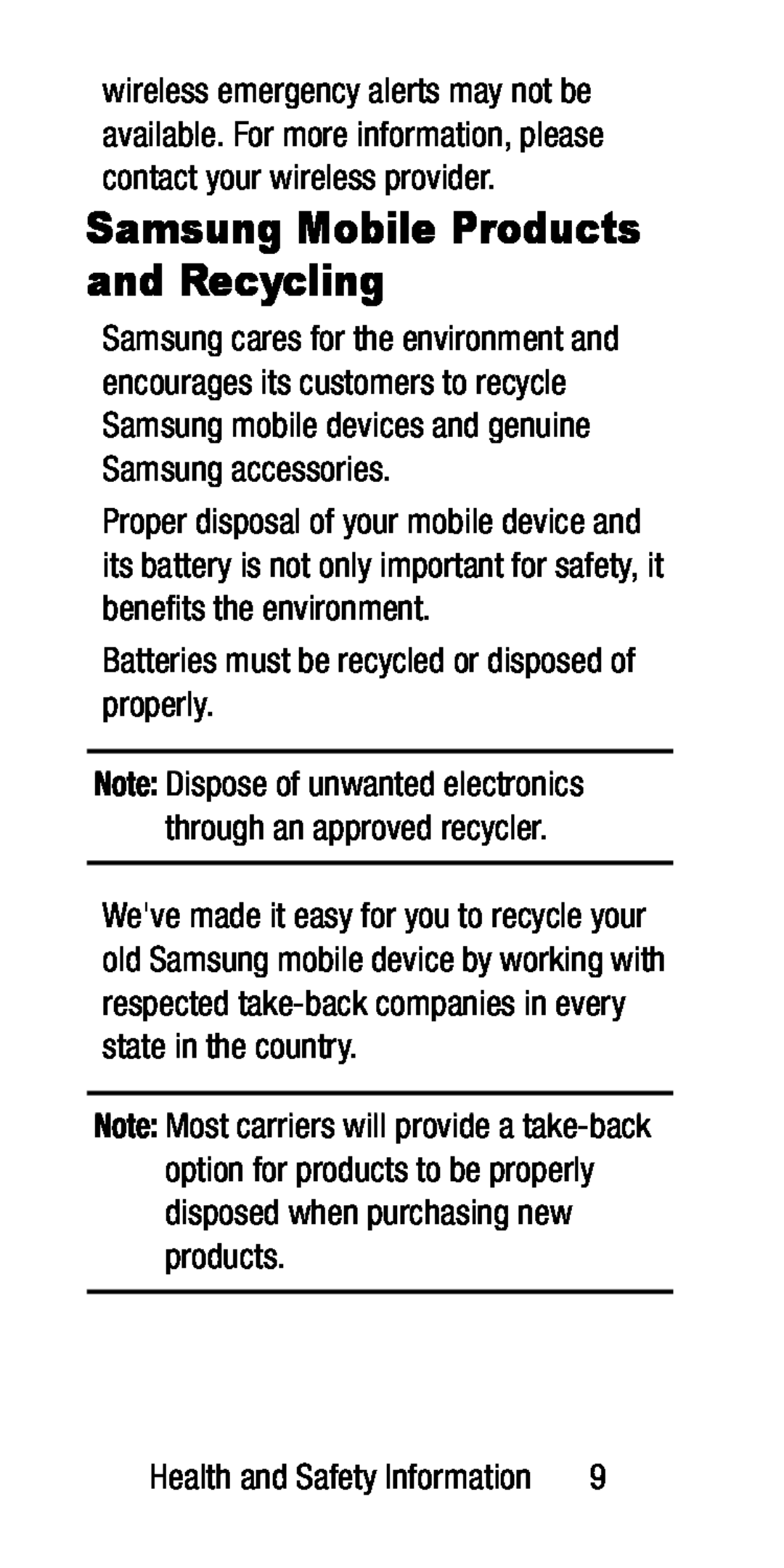 Batteries must be recycled or disposed of properly Galaxy S5 Mini AT&T