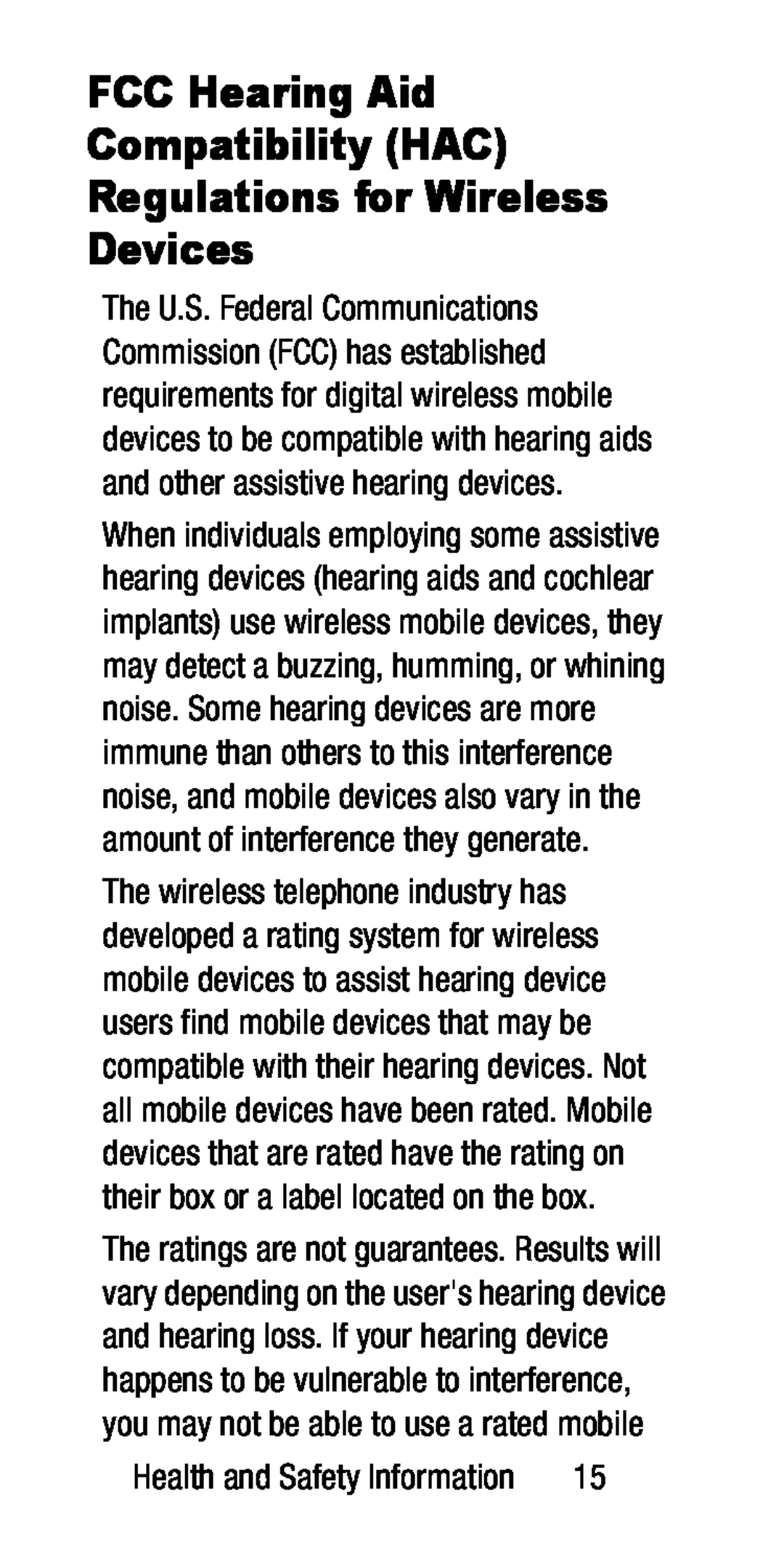 FCC Hearing Aid Compatibility (HAC) Regulations for Wireless Devices Galaxy S5 Mini AT&T