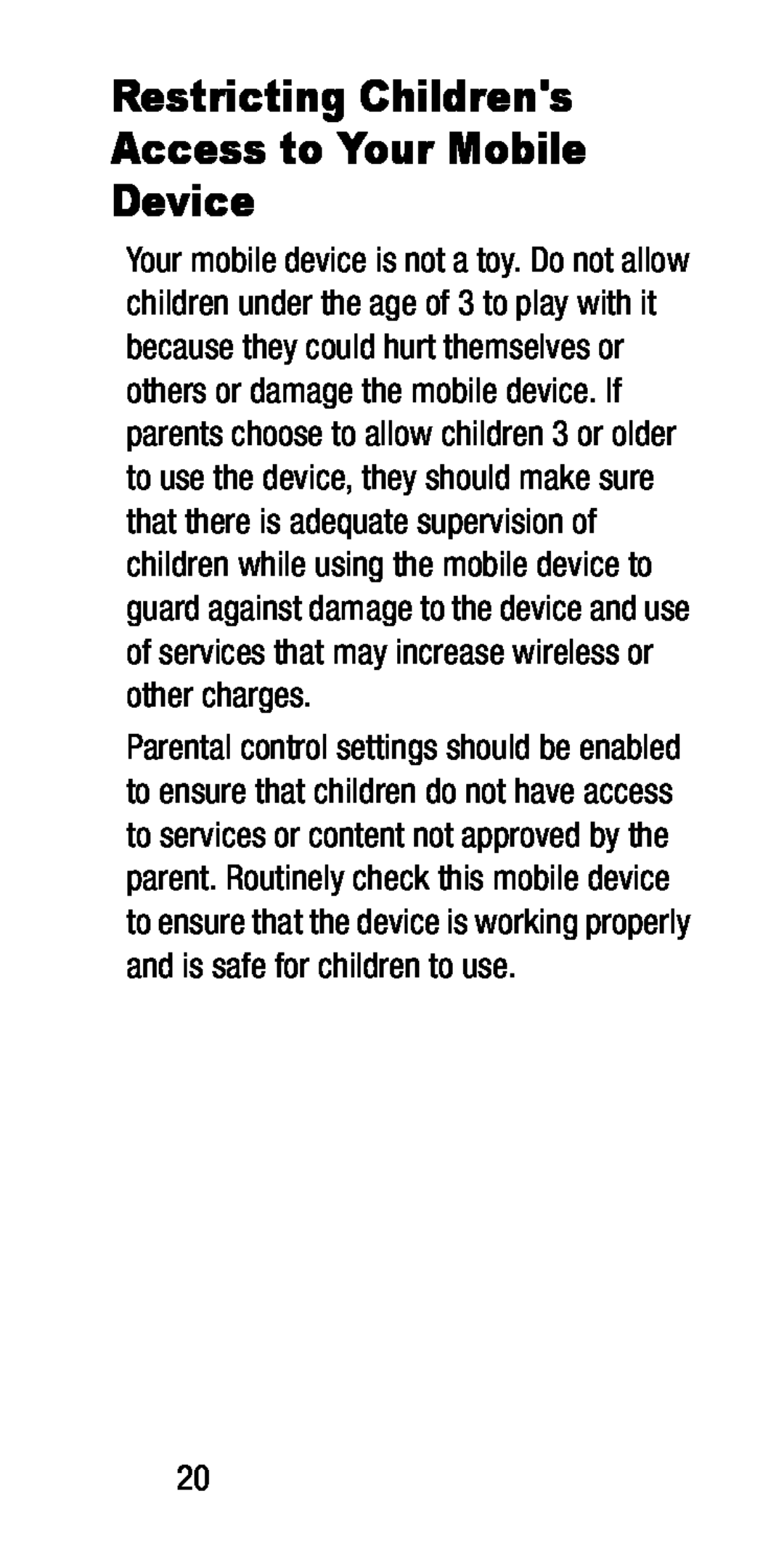 Restricting Children's Access to Your Mobile Device