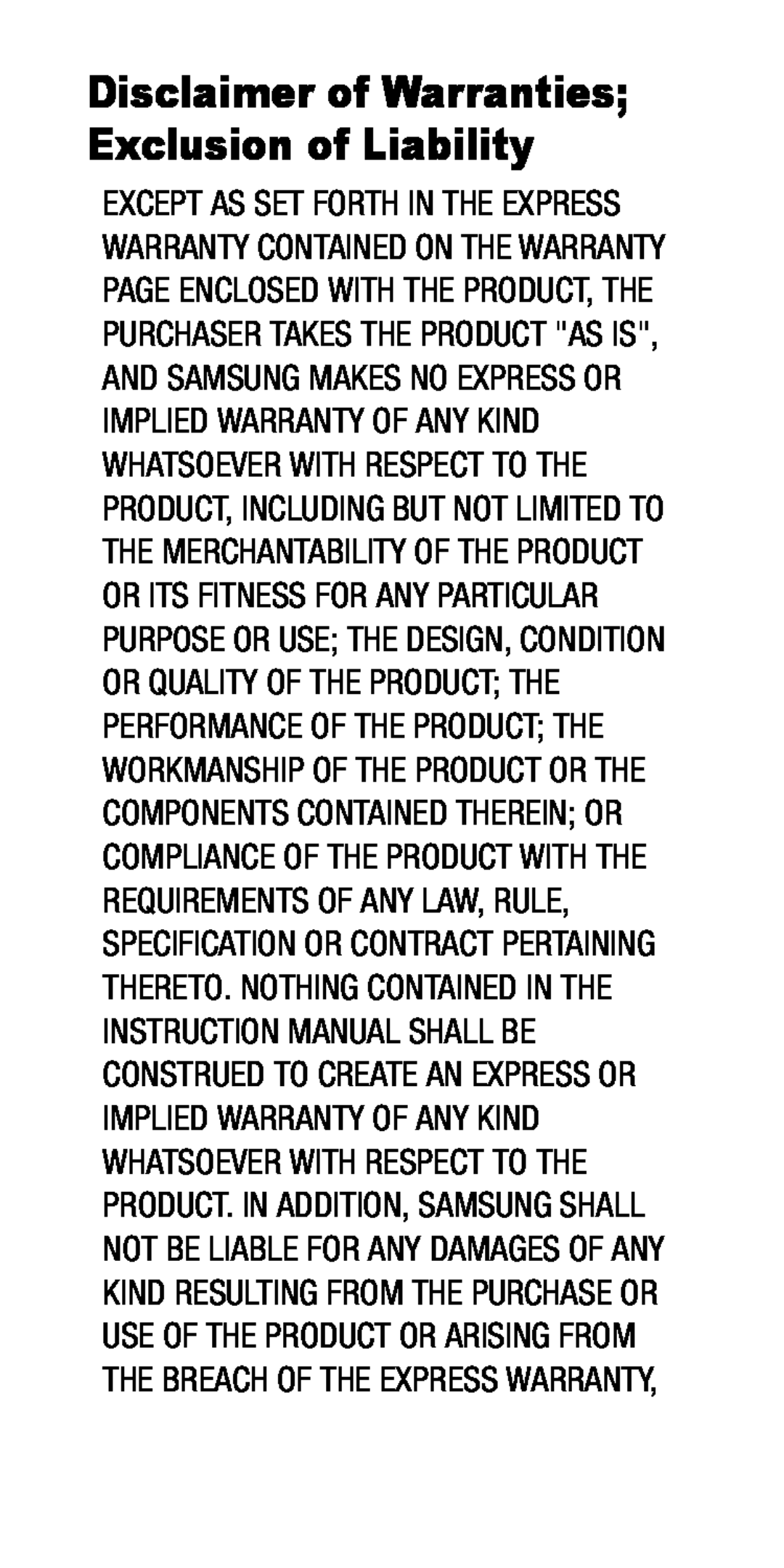 Disclaimer of Warranties; Exclusion of Liability Galaxy S5 Mini AT&T