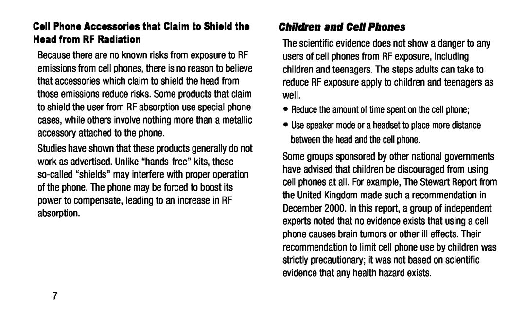 Cell Phone Accessories that Claim to Shield the Head from RF Radiation Children and Cell Phones