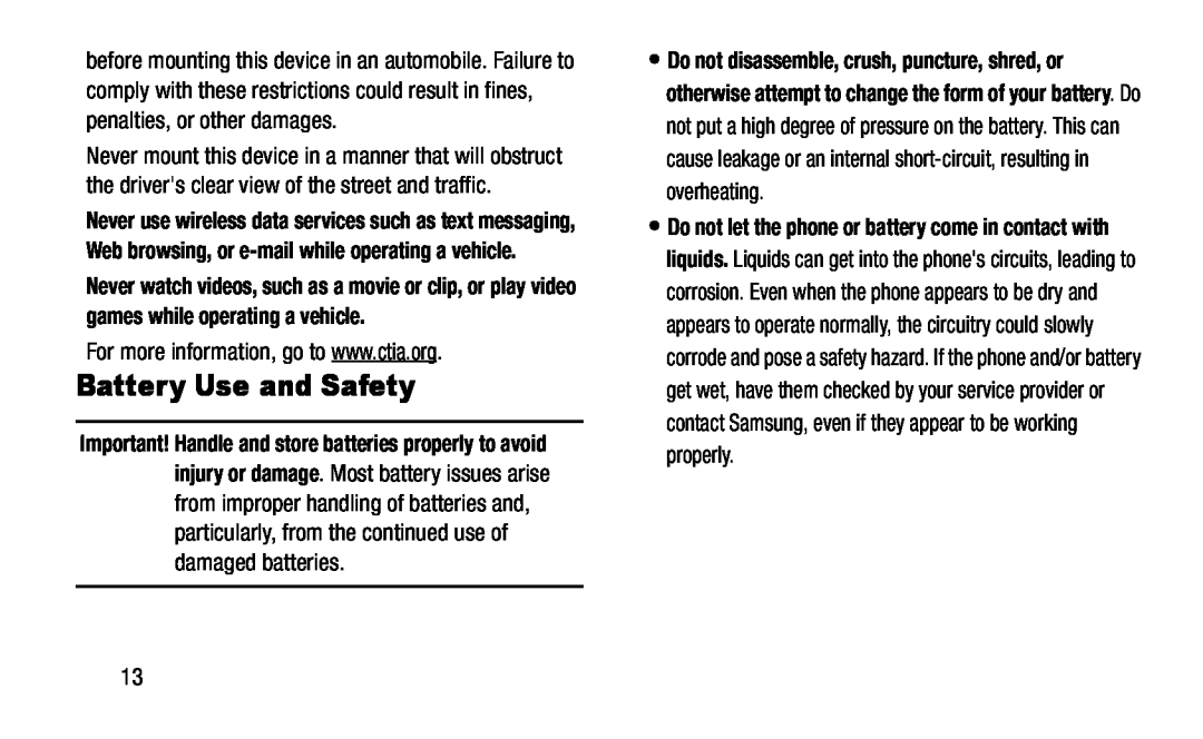 Battery Use and Safety Galaxy S4 AT&T