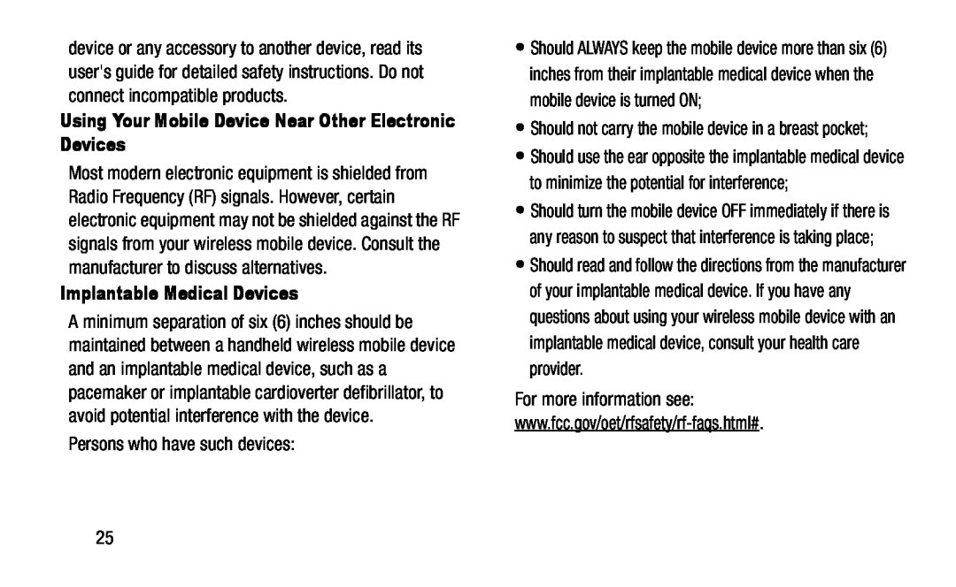 Using Your Mobile Device Near Other Electronic Devices Implantable Medical Devices