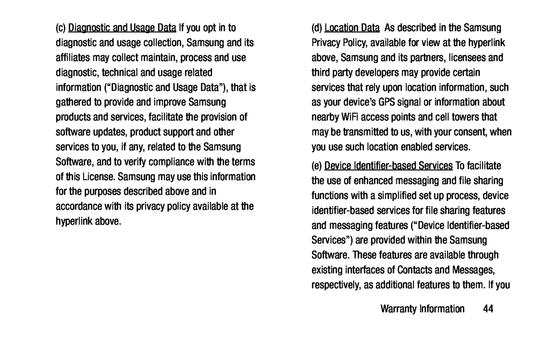 Diagnostic and Usage Data Galaxy S4 AT&T