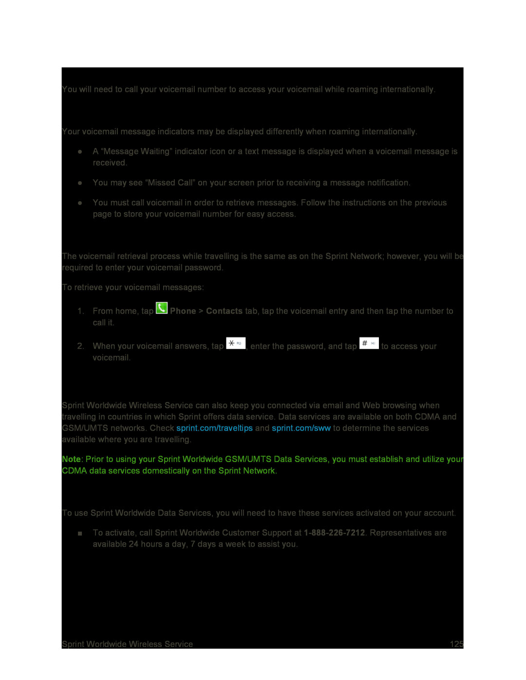 International Data Roaming Galaxy S4 Sprint