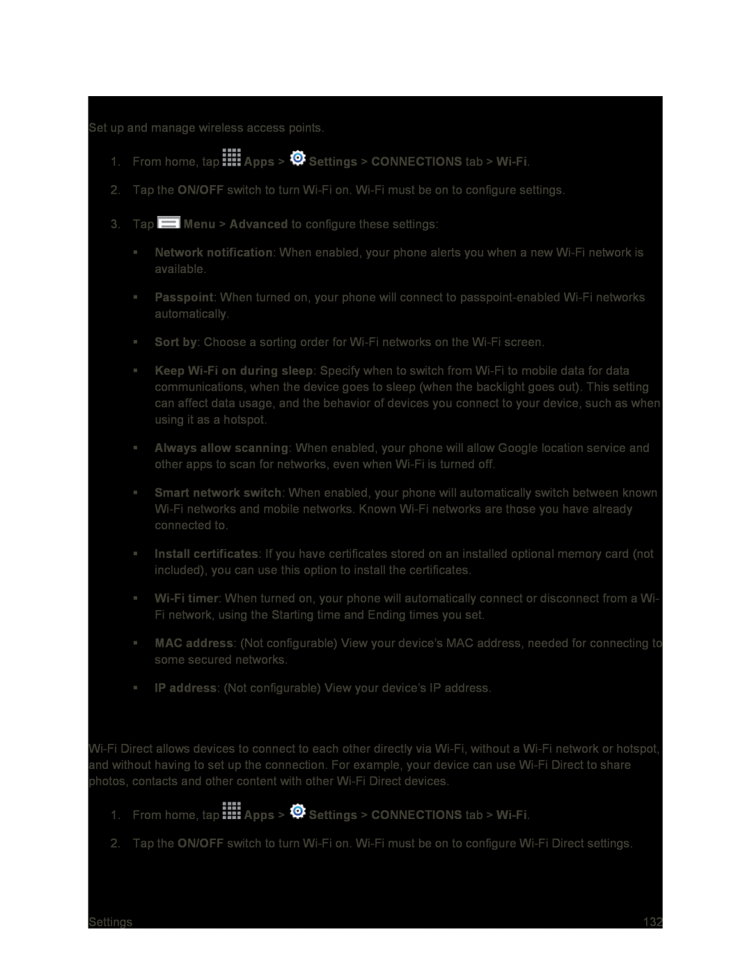 Advanced Wi-FiSettings Wi-FiDirect