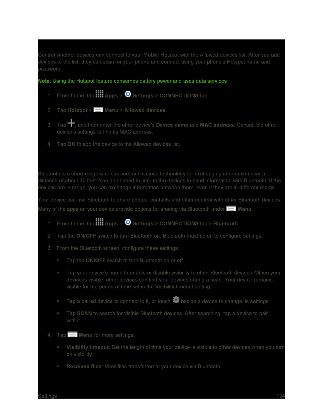 Bluetooth Settings Galaxy S4 Sprint