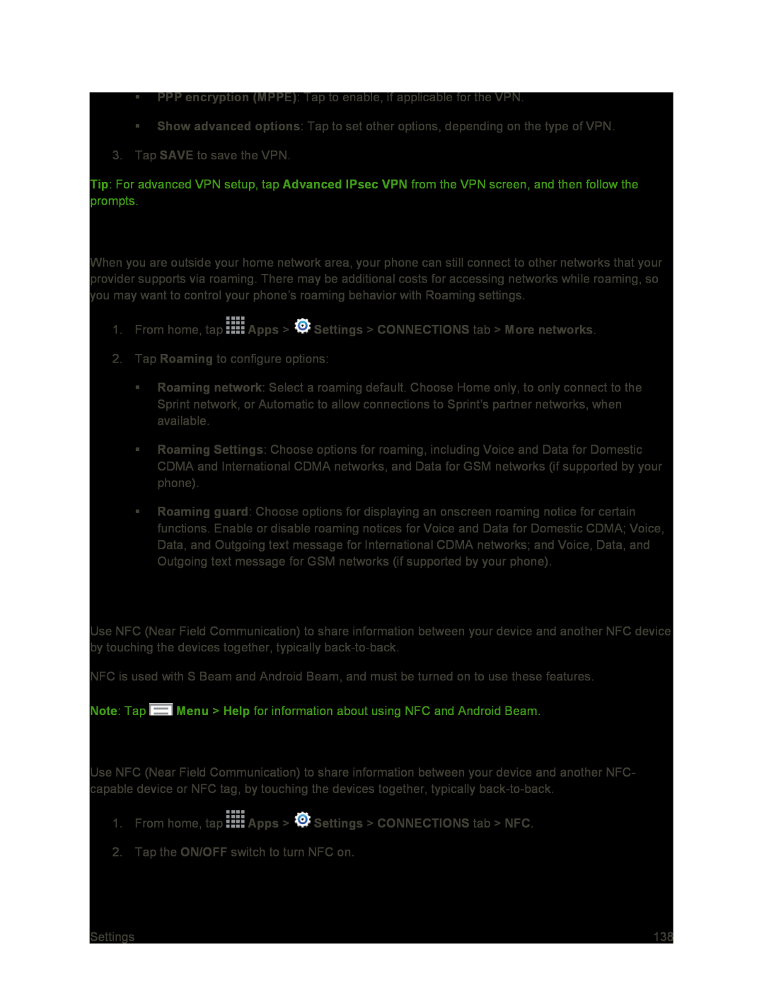 NFC Settings Galaxy S4 Sprint