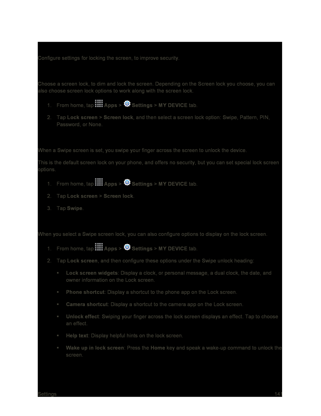 Configure Swipe Screen Lock Options Galaxy S4 Sprint