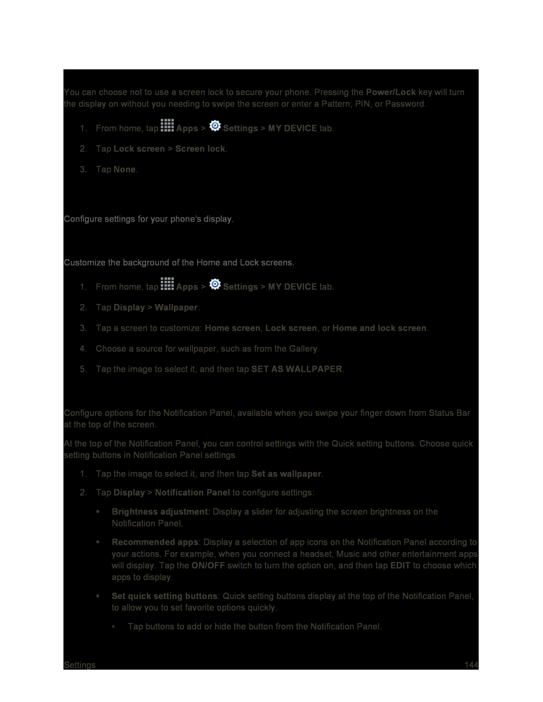 Notification Panel Settings Galaxy S4 Sprint